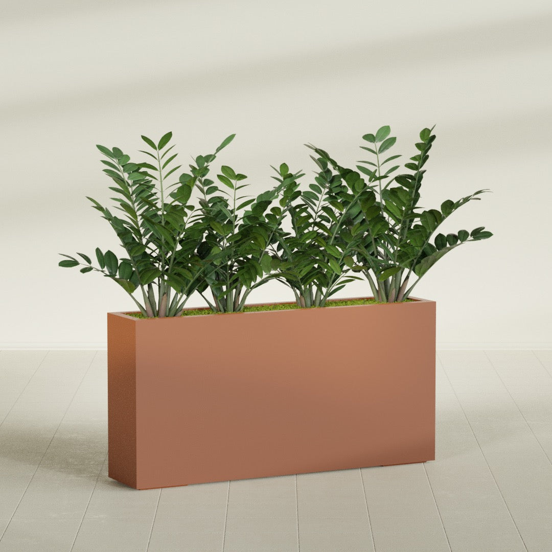 Milano Extra Large Narrow Rectangle Fiberglass Planter - 48 in x 10 in x 24 in - Matte Terracotta - Matte Terracotta,48 in x 10 in x 24 in