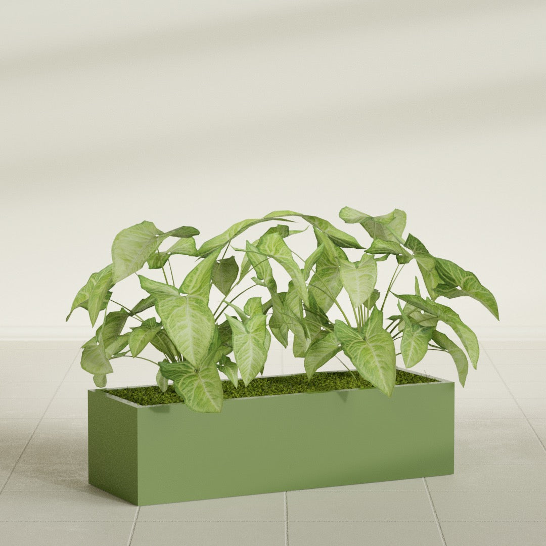 Reade Small Tabletop Rectangle Fiberglass Planter - 18 in x 6.5 in x 5 in - Satin Green - Satin Green,18.5 in x 6.5 in x 5 in