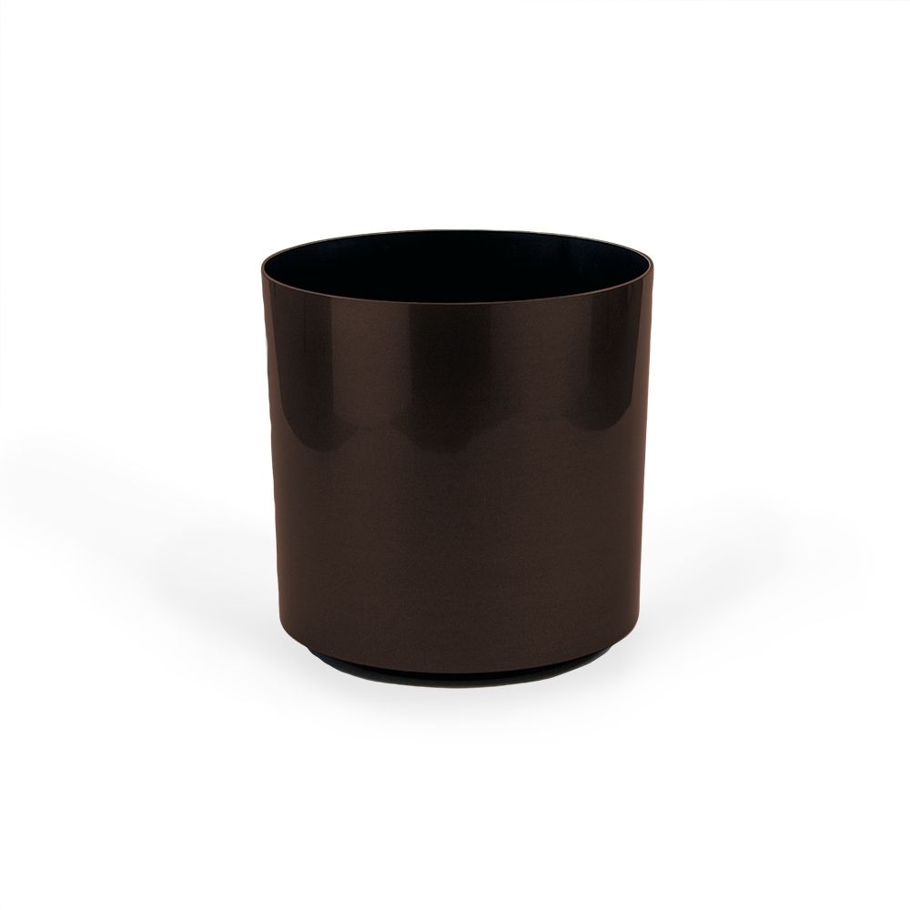 Small Round Metallic Plastic Planter - 16 in x 16 in x 16 in - Brushed Espresso - Brushed Espresso,16 in x 16 in x 16 in - Brushed Espresso,16 in x 16 in x 16 in