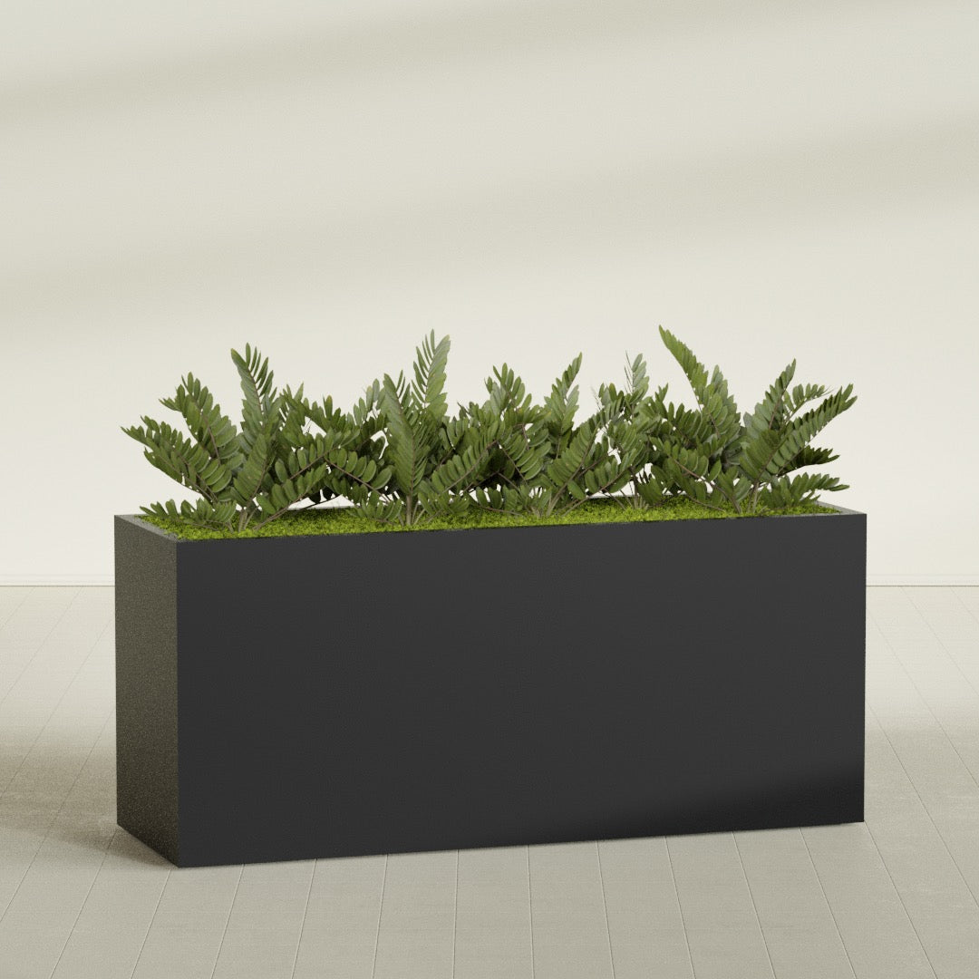 Brisbane Extra Large Long Rectangle Fiberglass Planter - 72 in x 24 in x 32 in - Matte Black - Matte Black,72 in x 24 in x 32 in