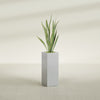 Delray Large Tall Rectangle Fiberglass Planter - 12 in x 12 in x 32 in - Metallic Silver - Metallic Silver,12 in x 12 in x 32 in